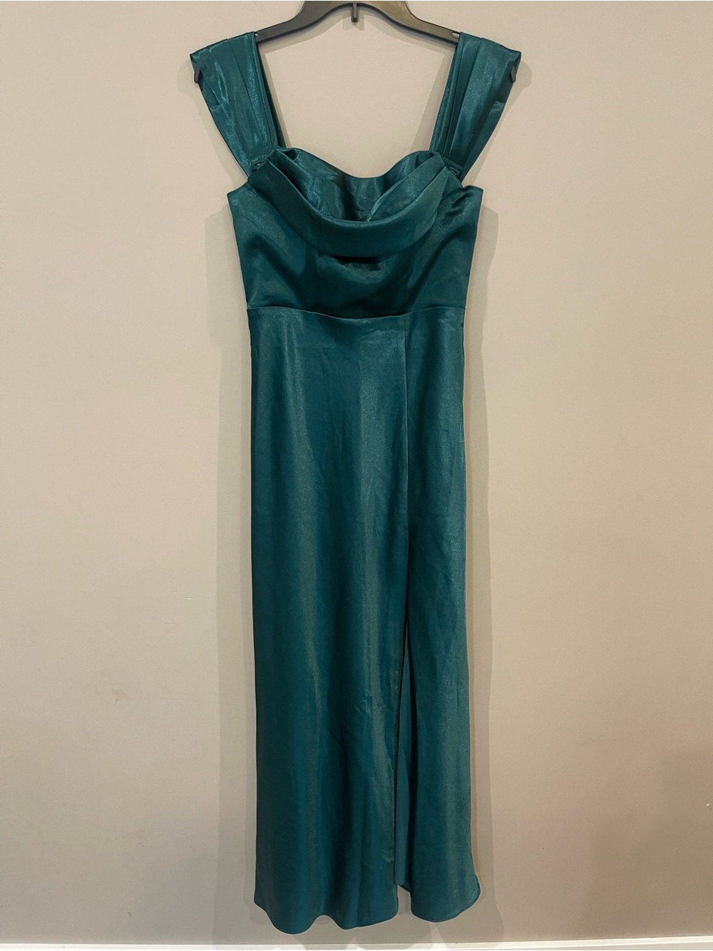 Birdy Grey Green Satin Cowl Maxi Dress